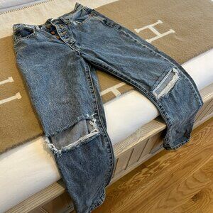 WEWOREWHAT STRAIGHT LEG WASHED, RIPPED JEANS; BRAND-NEW, NEVER WORN